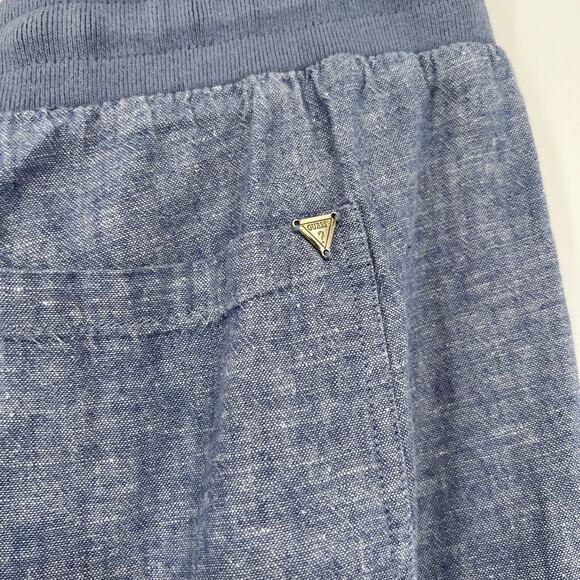 Guess Capri‎ Pants Womens M Y2K Blue Linen Blend 90s Chambray Hip Hop Urban - Picture 5 of 9